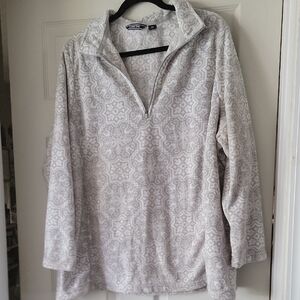 Lands' End Gray Polo Sweatshirt Relaxed Fit